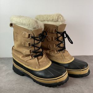 Sorel Women’s 8 Caribou Waterproof Boots Buff Brown NL1005-280 Shearling  Trim